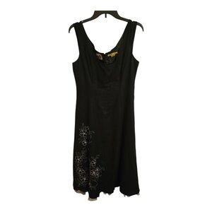 Nikki Valentine Dress Black Sz 8 Irish Linen Embroidery Bead Dark Romantic Goth